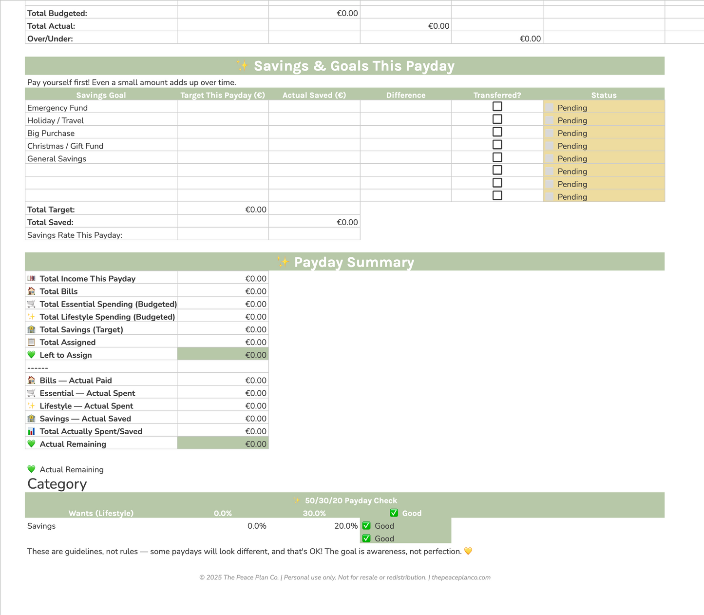 The Payday Budget Planner