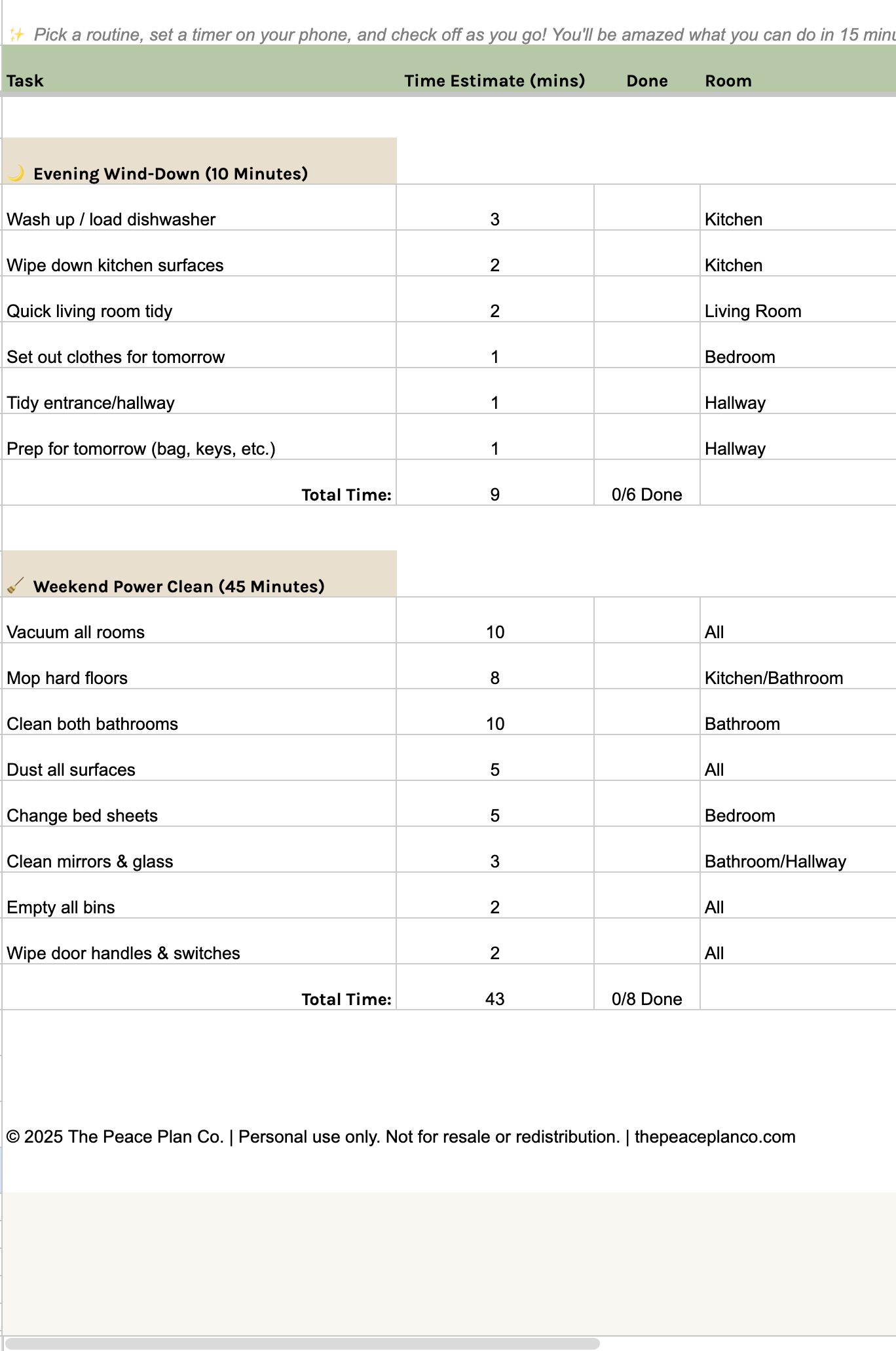 The Cleaning Routine Planner