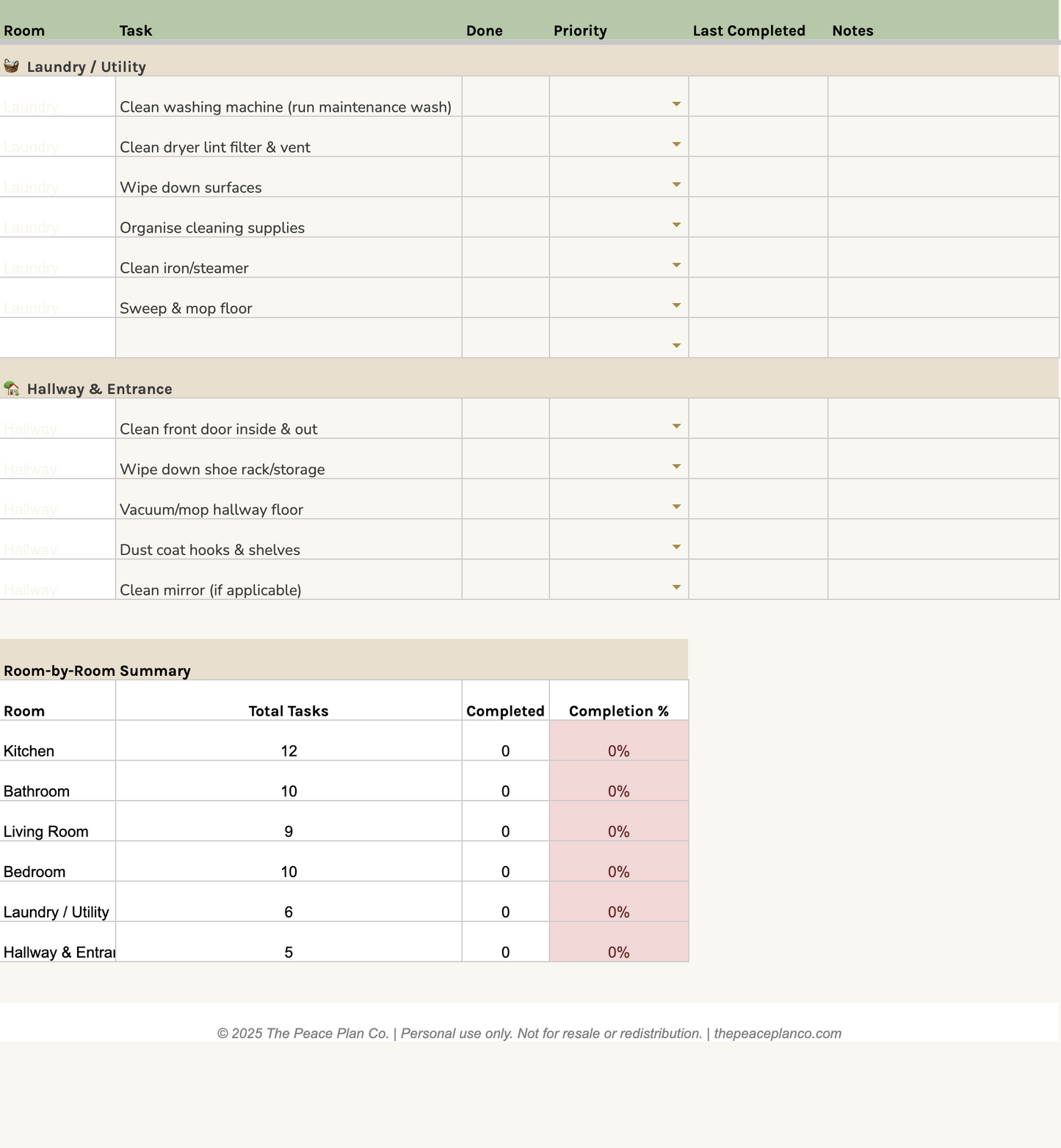 The Cleaning Routine Planner