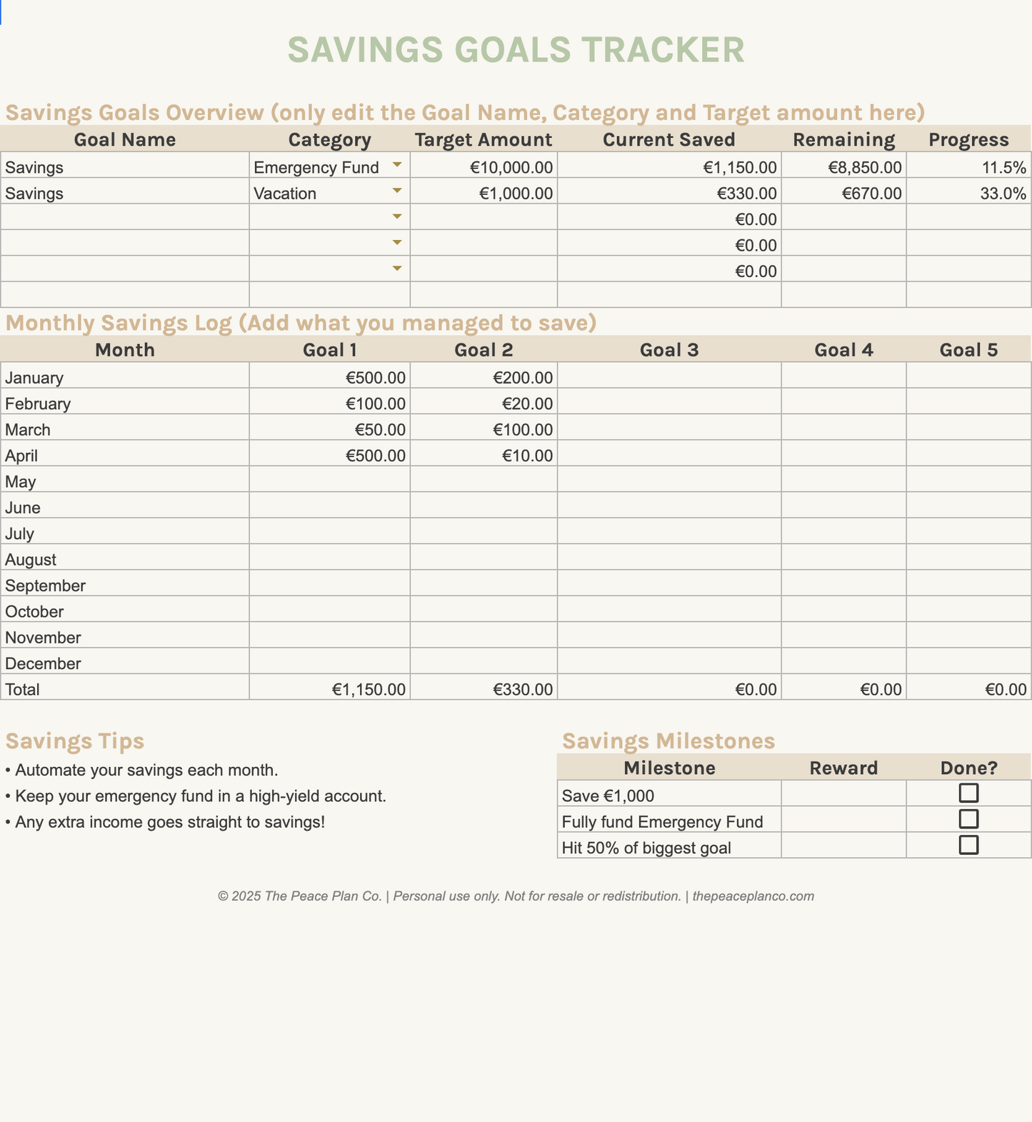 The Monthly Budget Planner