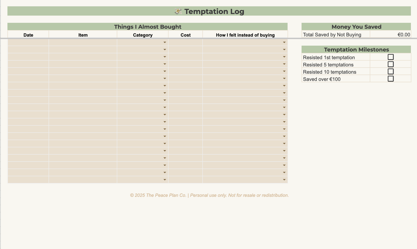 The No-Spend Challenge Planner