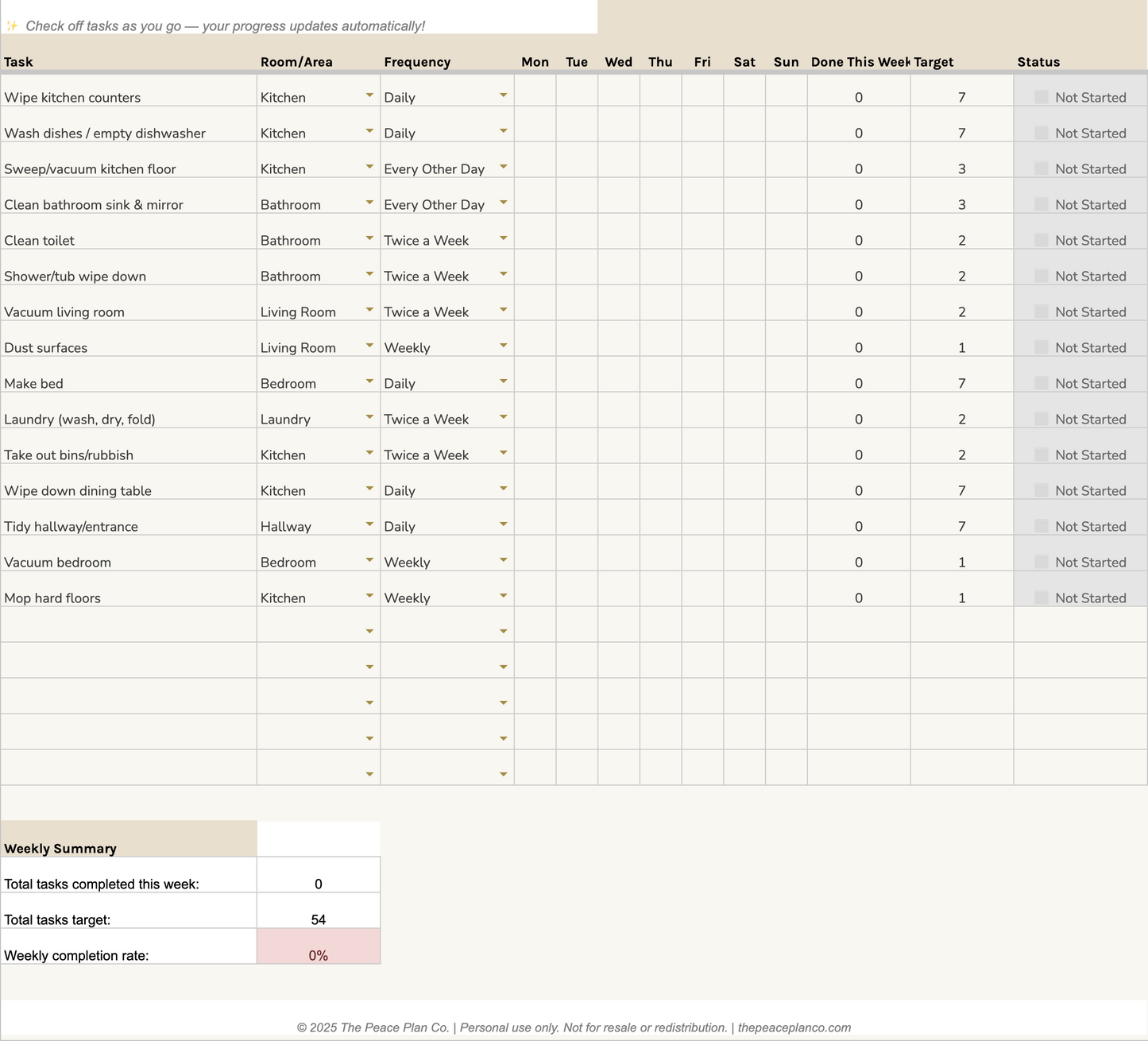 The Cleaning Routine Planner
